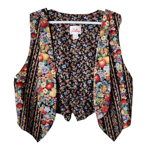 BILLINGS x VINTAGE 80s new old stock fruit floral vest / belt set NEW - Picture 1 of 7